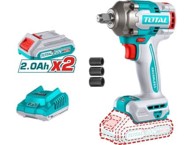 TOTAL Udarni ključ TIWLI2040, akumulatorski, bez četkica, 1/2", 400 Nm, 20 V, Li-ion, 2 ×